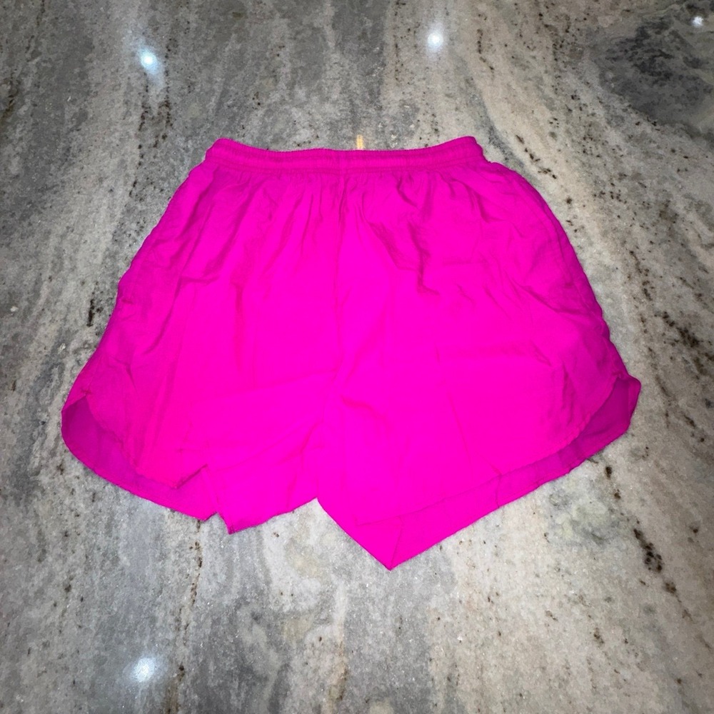 VTG 80s Sun Rays Athletic Board Shorts Swim Trunks Hot Pink Neon Drawstring Sz L